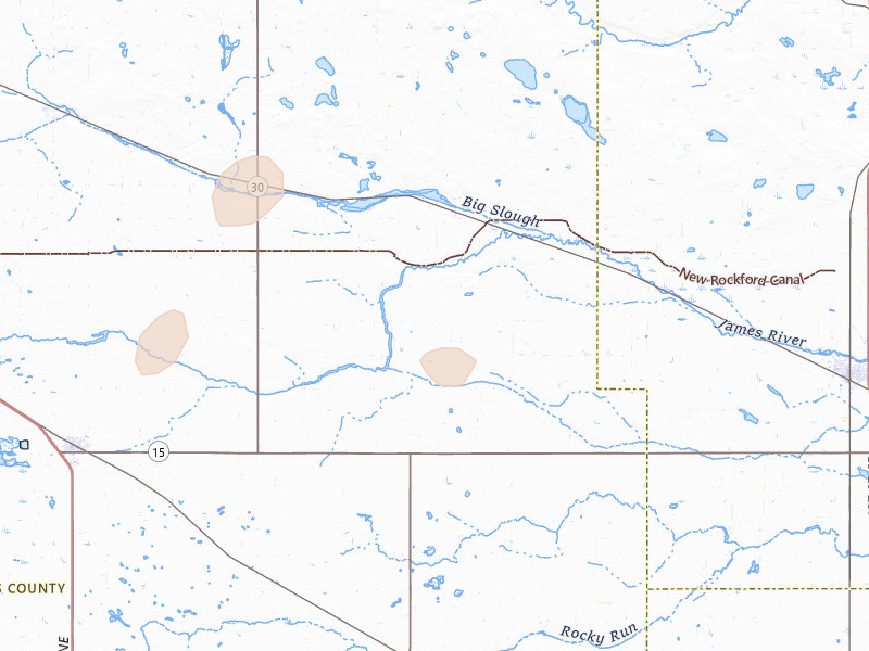 Radar-estimated hail-size map of the storm over Cathay, ND