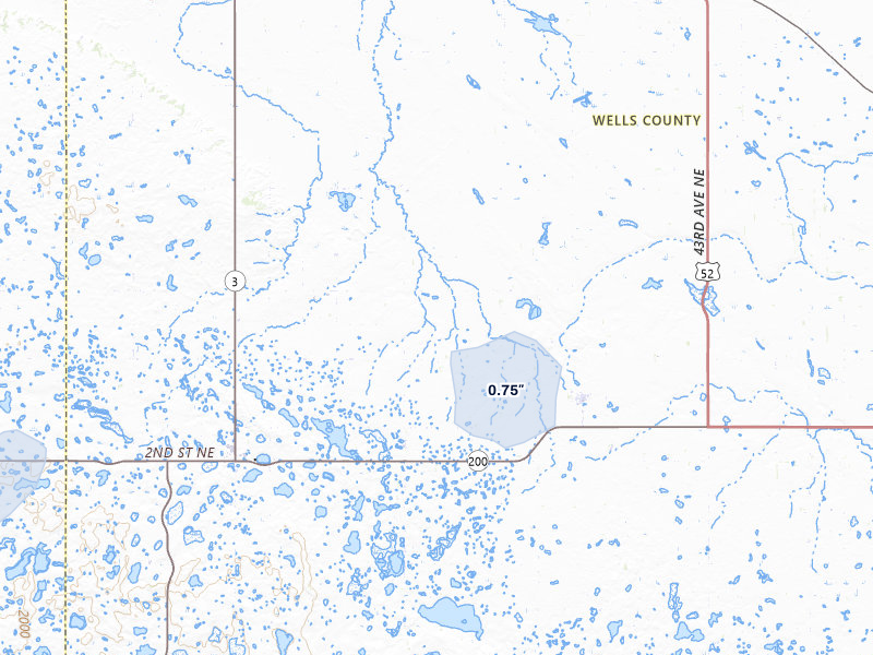 NEXRAD radar-signature map of the hail storm over Chaseley, ND on Jul 29, 2026