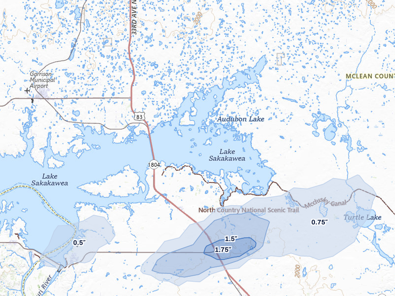 NEXRAD radar-signature map of the hail storm over Coleharbor, ND on Jul 29, 2026
