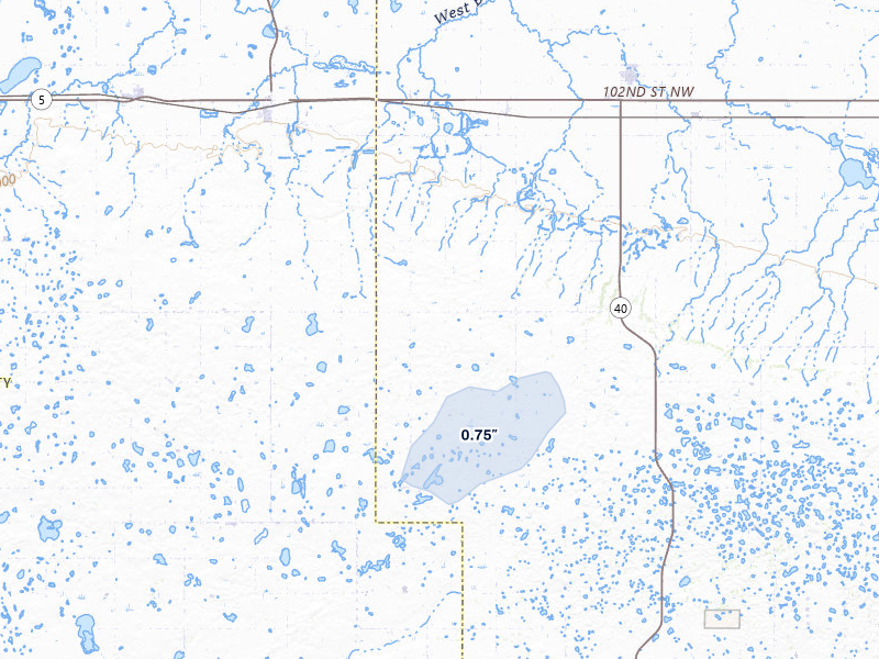 NEXRAD radar-signature map of the hail storm over Columbus, ND on Jun 27, 2026