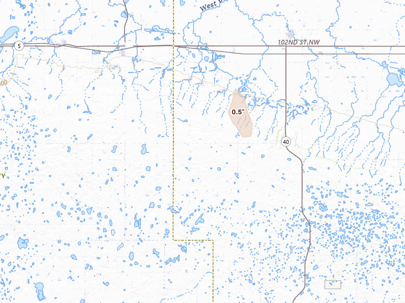 Radar-estimated hail-size map of the storm over Columbus, ND