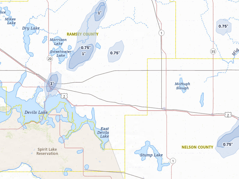 NEXRAD radar-signature map of the hail storm over Crary, ND on Jul 30, 2026