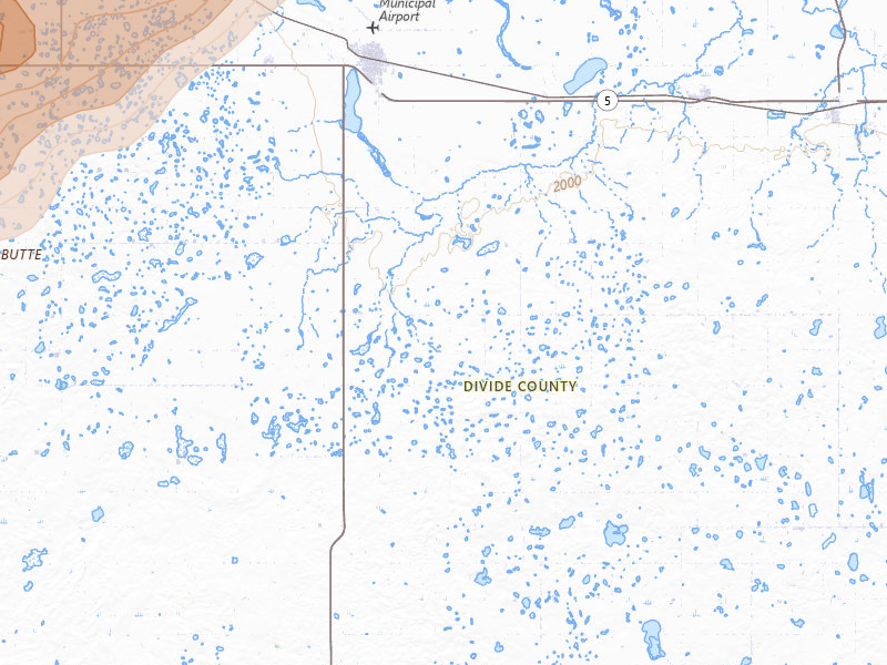 Radar-estimated hail-size map of the storm over Crosby, ND on Jun 6, 2026