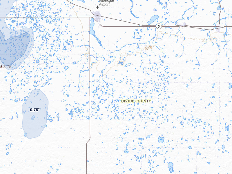 NEXRAD radar-signature map of the hail storm over Crosby, ND on Jun 27, 2026
