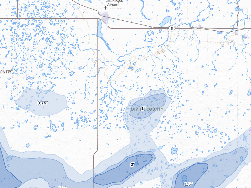 NEXRAD radar-signature map of the hail storm over Crosby, ND on Jul 3, 2026