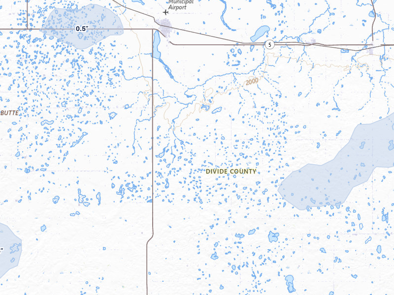 NEXRAD radar-signature map of the hail storm over Crosby, ND on Jul 5, 2026