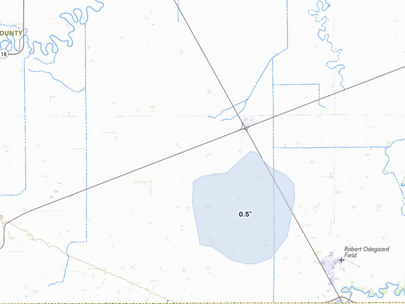 NEXRAD radar-signature map of the hail storm over Davenport, ND on Jun 27, 2026