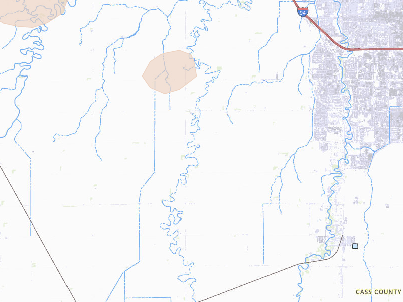 Radar-estimated hail-size map of the storm over Davenport, ND on Aug 11, 2026