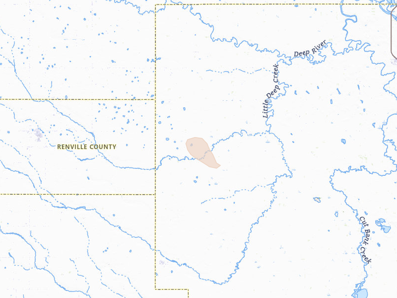 Radar-estimated hail-size map of the storm over Deering, ND on Jun 7, 2026
