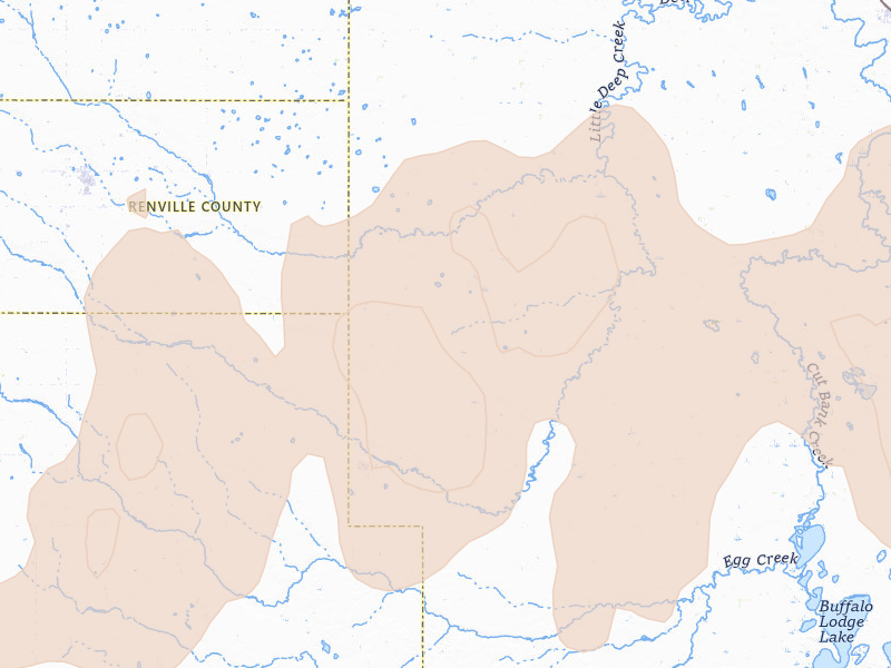 Radar-estimated hail-size map of the storm over Deering, ND