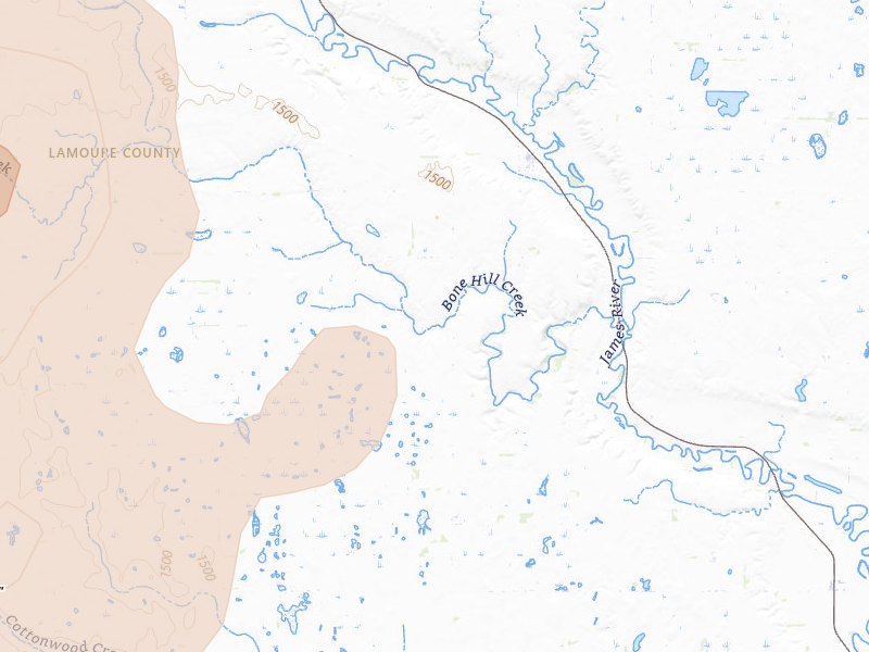 Radar-estimated hail-size map of the storm over Dickey, ND on Jul 9, 2026