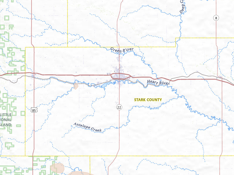 Radar-estimated hail-size map of the storm over Dickinson, ND on Jun 29, 2026