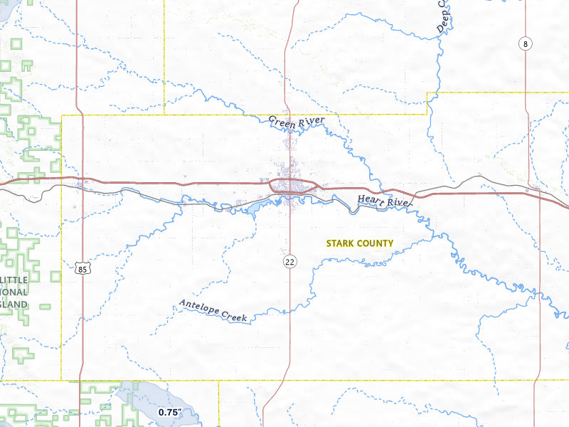NEXRAD radar-signature map of the hail storm over Dickinson, ND on Jun 29, 2026