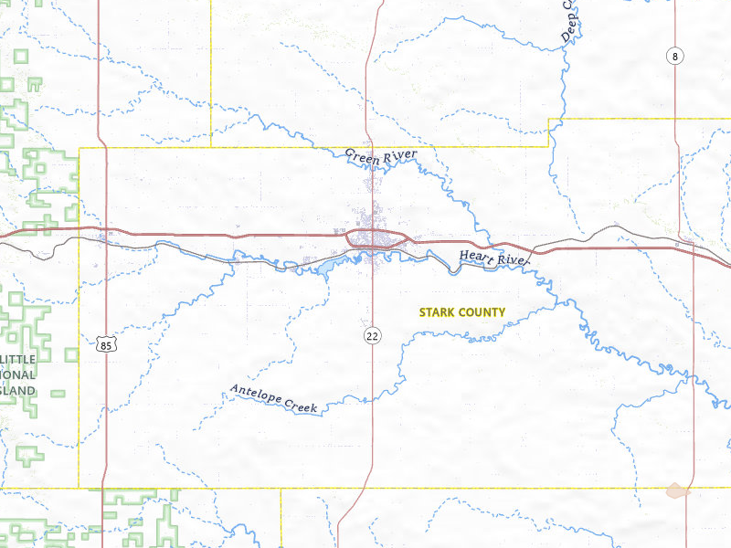 Radar-estimated hail-size map of the storm over Dickinson, ND on Jul 29, 2026