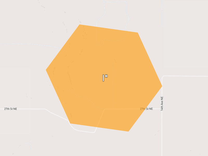 Hail map of Drake, ND on Jun 3, 2026, hail up to 1"