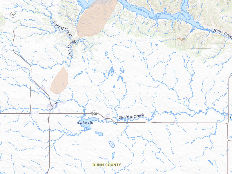 Radar-estimated hail-size map of the storm over Dunn Center, ND on Jul 2, 2026