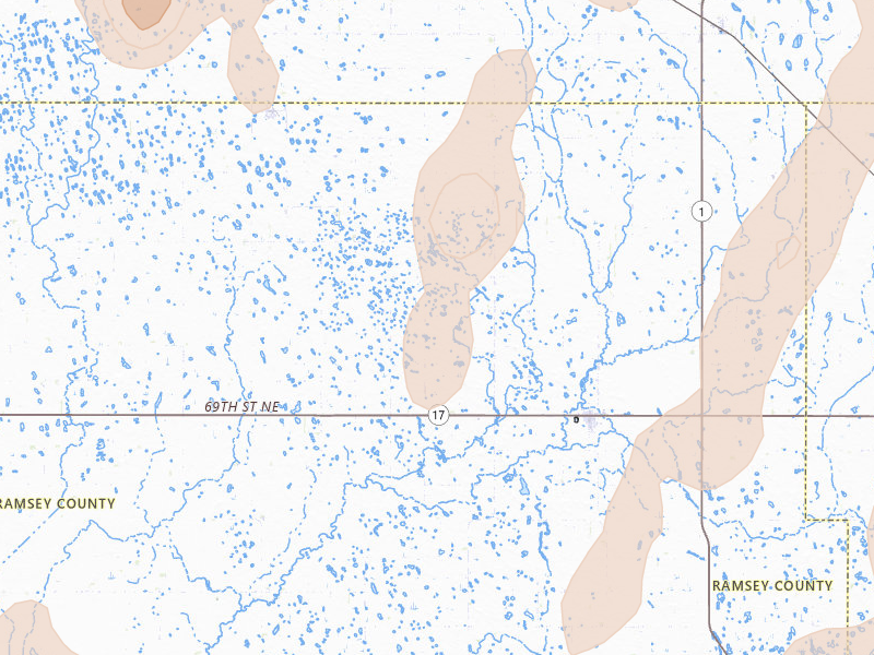 Radar-estimated hail-size map of the storm over Edmore, ND on Jun 2, 2026