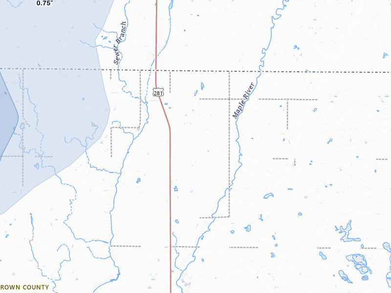 NEXRAD radar-signature map of the hail storm over Ellendale, ND on May 31, 2026