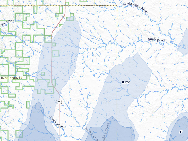 NEXRAD radar-signature map of the hail storm over Fairfield, ND on Jun 27, 2026