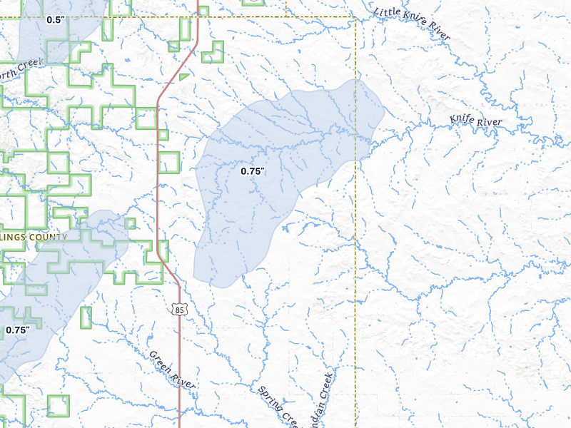 NEXRAD radar-signature map of the hail storm over Fairfield, ND on Jun 29, 2026