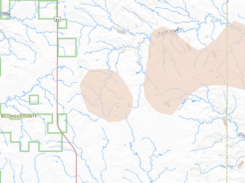 Radar-estimated hail-size map of the storm over Fairfield, ND on Sep 27, 2026