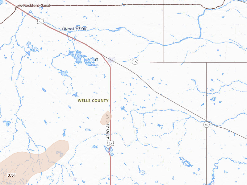 Radar-estimated hail-size map of the storm over Fessenden, ND