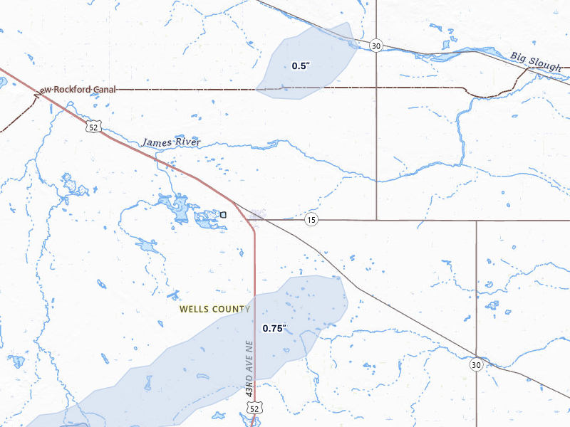 NEXRAD radar-signature map of the hail storm over Fessenden, ND on Aug 2, 2026