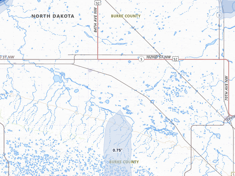 NEXRAD radar-signature map of the hail storm over Flaxton, ND on Jun 28, 2026
