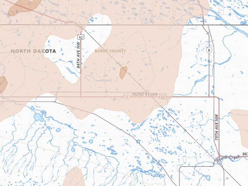 Radar-estimated hail-size map of the storm over Flaxton, ND on Aug 30, 2026