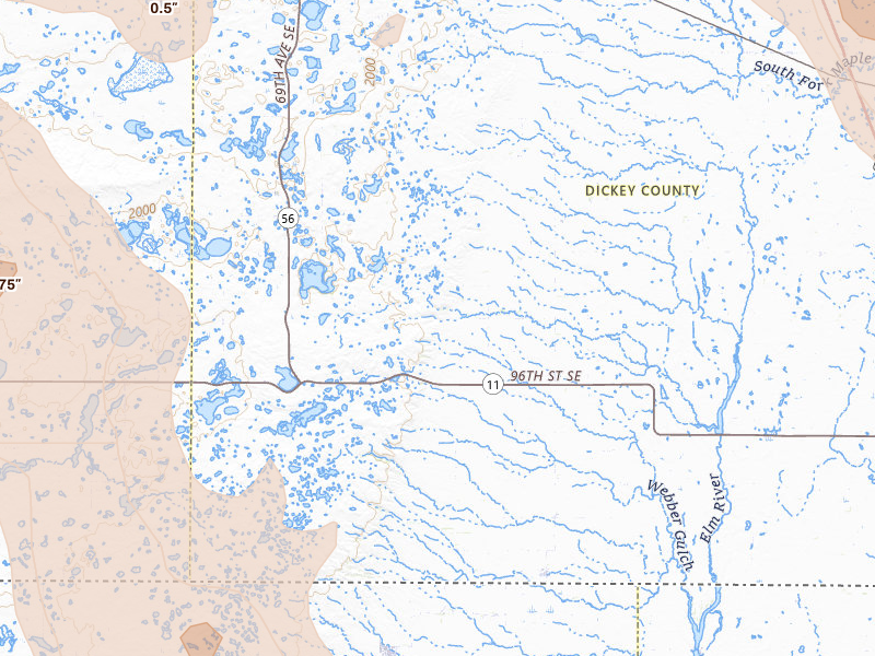Radar-estimated hail-size map of the storm over Forbes, ND on Jul 9, 2026