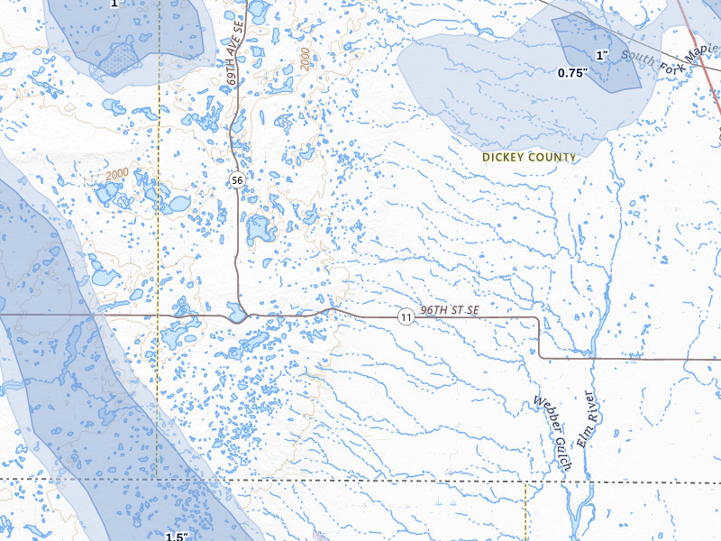 NEXRAD radar-signature map of the hail storm over Forbes, ND on Jul 9, 2026