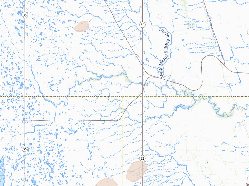 Radar-estimated hail-size map of the storm over Fordville, ND on Jul 30, 2026