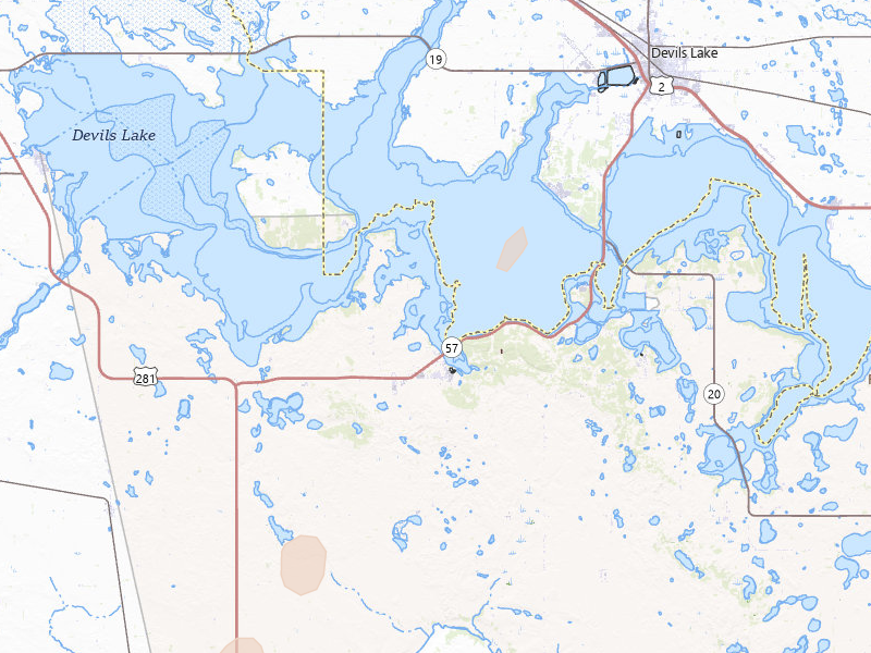Radar-estimated hail-size map of the storm over Fort Totten, ND on Jun 29, 2026