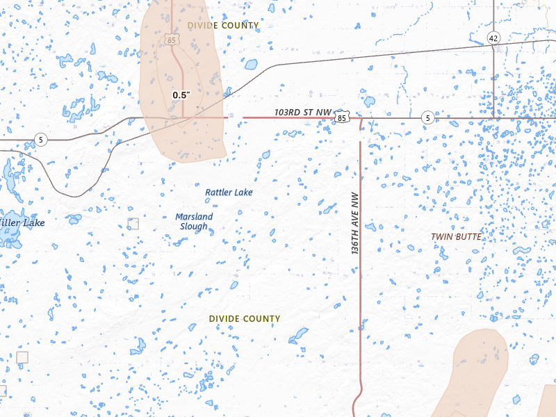 Radar-estimated hail-size map of the storm over Fortuna, ND on Jun 9, 2026