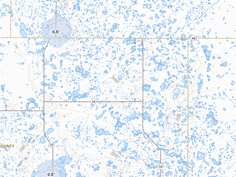 NEXRAD radar-signature map of the hail storm over Gackle, ND on Jun 27, 2026
