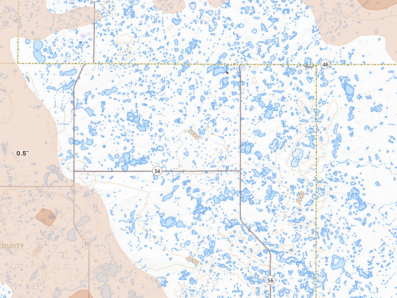 Radar-estimated hail-size map of the storm over Gackle, ND on Jul 9, 2026