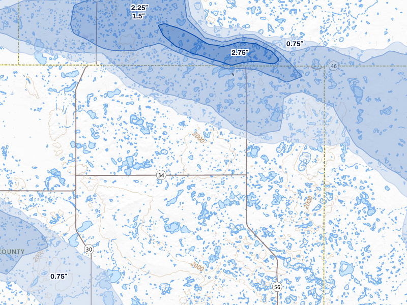 NEXRAD radar-signature map of the hail storm over Gackle, ND on Jul 24, 2026