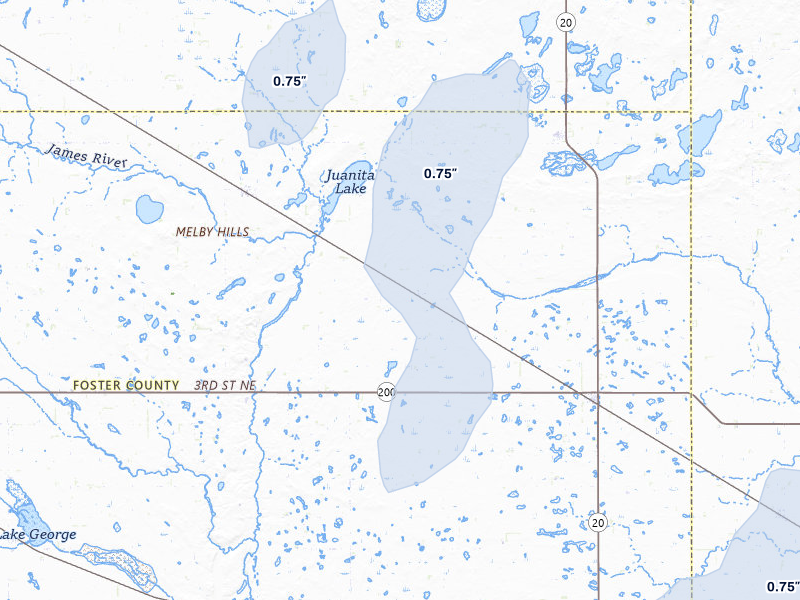 NEXRAD radar-signature map of the hail over Glenfield, ND