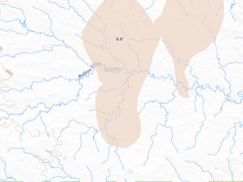 Radar-estimated hail-size map of the storm over Golva, ND on Jun 27, 2026