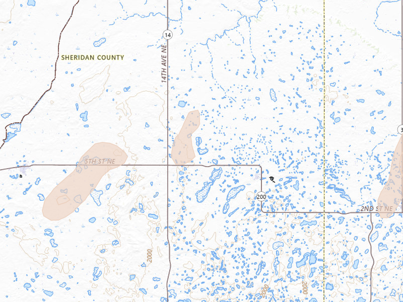 Radar-estimated hail-size map of the storm over Goodrich, ND on Jun 2, 2026