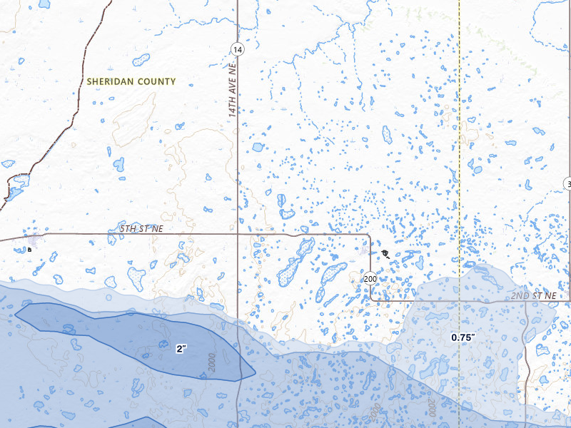 NEXRAD radar-signature map of the hail storm over Goodrich, ND on Jul 24, 2026
