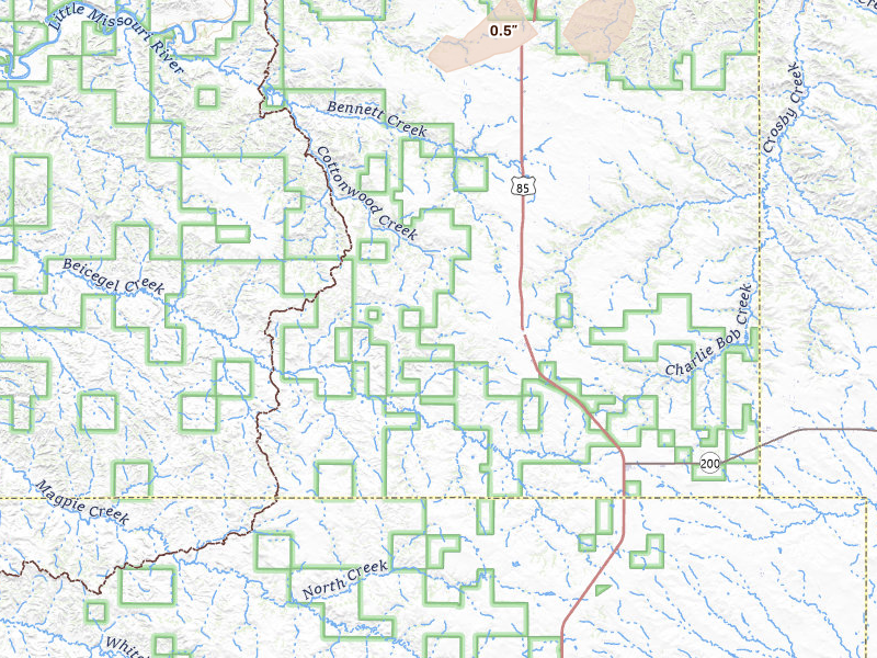 Radar-estimated hail-size map of the storm over Grassy Butte, ND on Jul 1, 2026