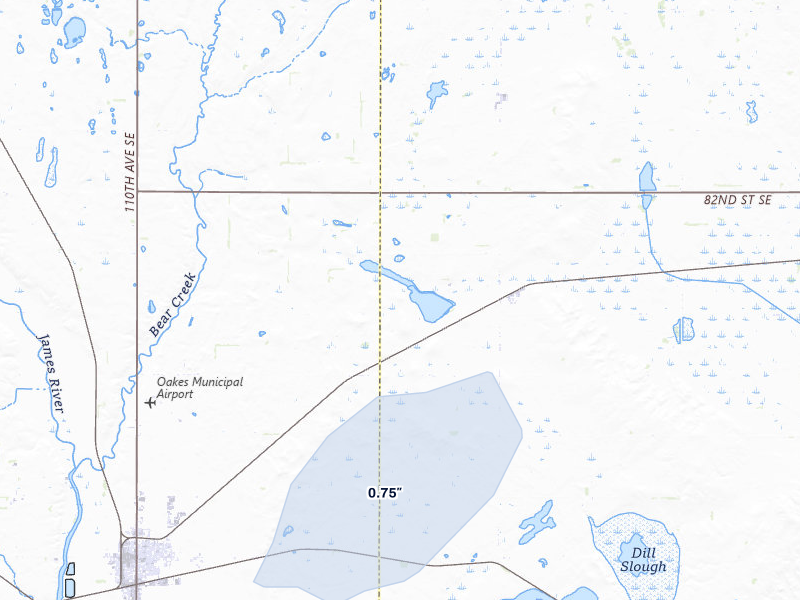 NEXRAD radar-signature map of the hail storm over Gwinner, ND on Jun 27, 2026