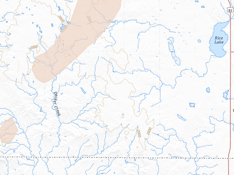 Radar-estimated hail-size map of the storm over Hague, ND on Jun 9, 2026