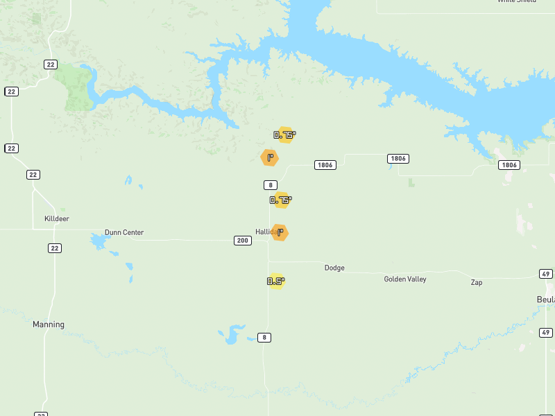 Hail map of Halliday, ND on Jun 28, 2026, hail up to 1"