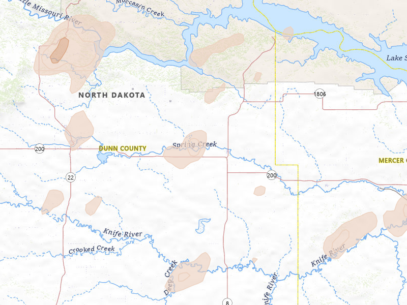 Radar-estimated hail-size map of the storm over Halliday, ND on Aug 30, 2026