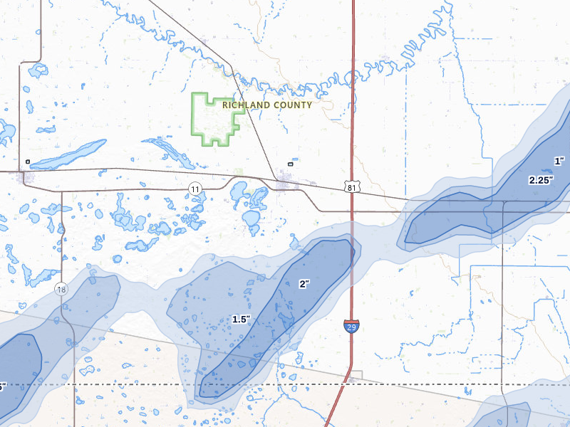 NEXRAD radar-signature map of the hail storm over Hankinson, ND on Jun 29, 2026