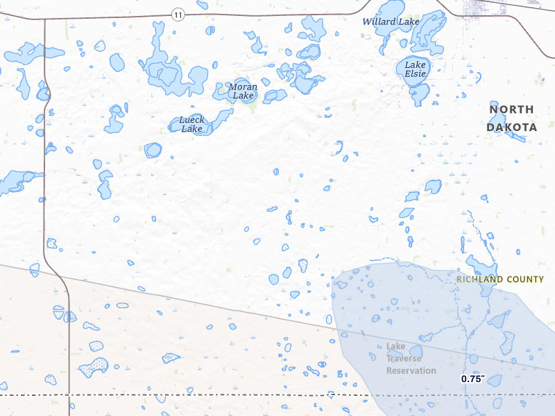 NEXRAD radar-signature map of the hail over Hankinson, ND