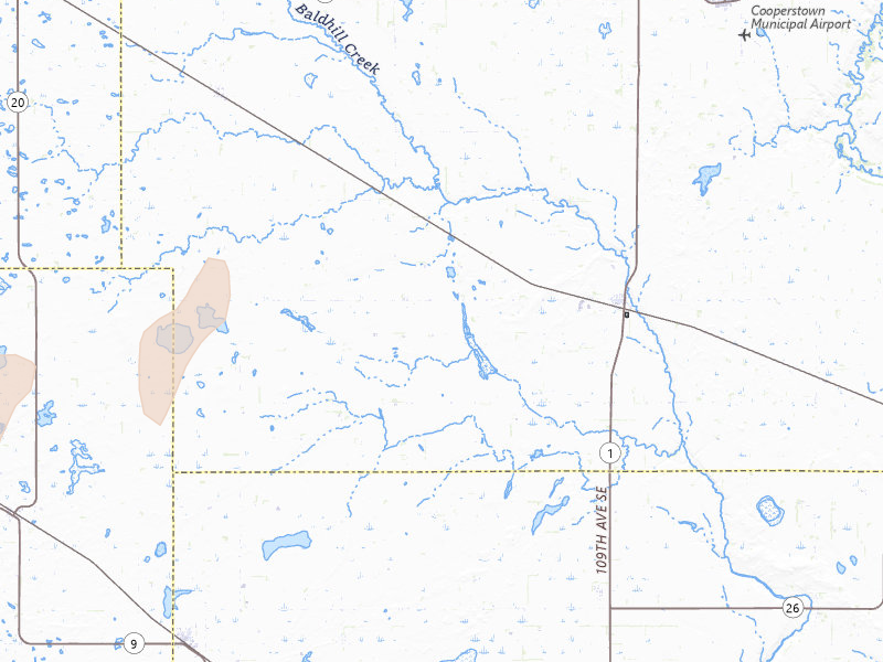 Radar-estimated hail-size map of the storm over Hannaford, ND on Jun 29, 2026