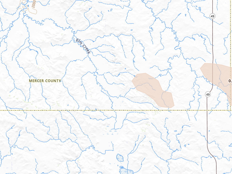 Radar-estimated hail-size map of the storm over Hebron, ND on Jul 18, 2026